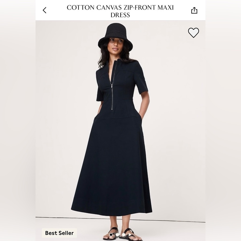 Banana Republic Cotton Canvas Zip-Front Maxi Dress